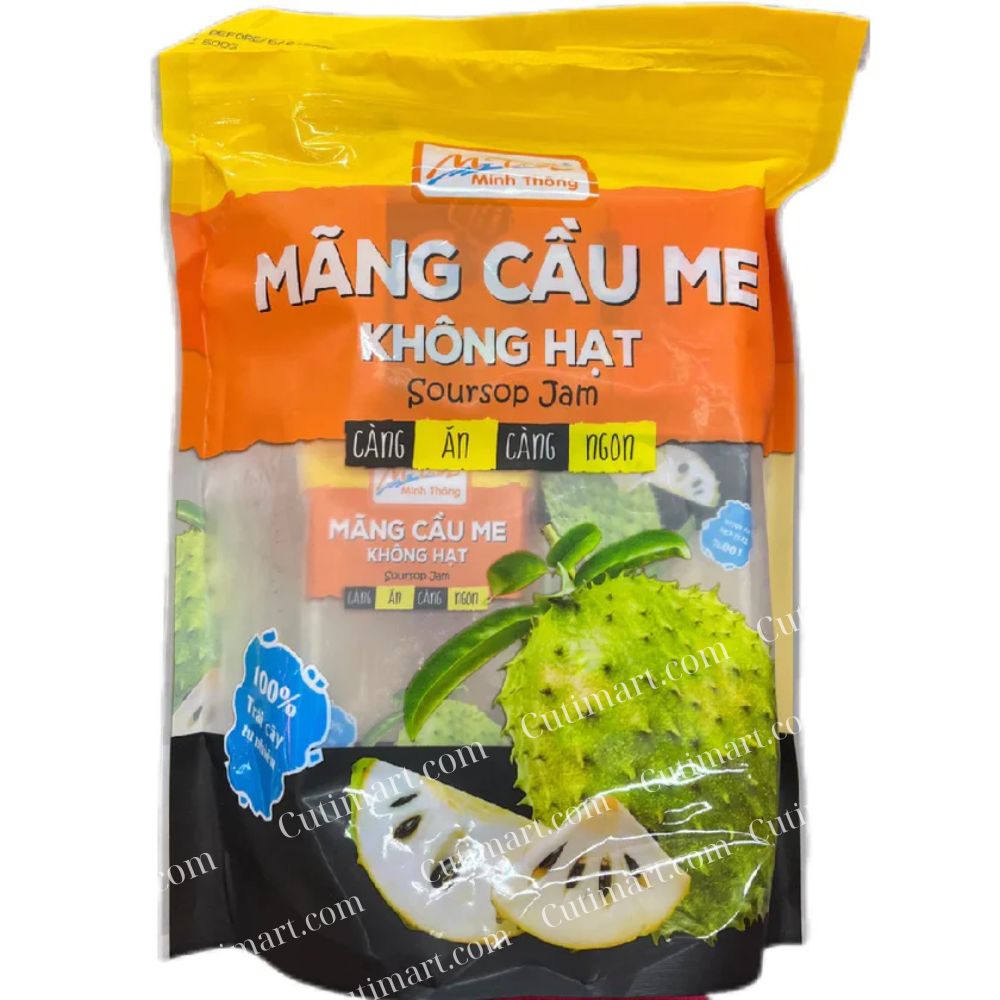 Minh Thong Dried Soursop Fruit Snacks with Tamarind (Mãng Cầu Me) 500Gr