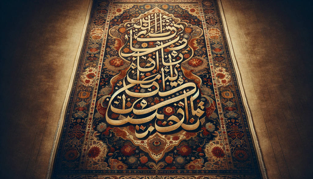 Antique Persian Rug With Calligraphy