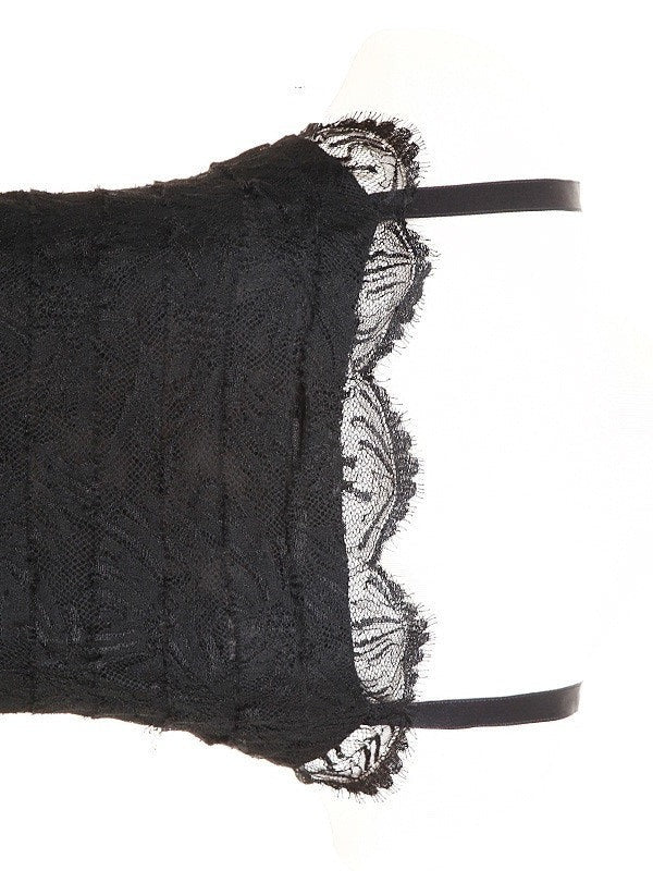 Chanel 06C black long lace dress with ruffle trim satin straps Like New F38 シャネル　ブラック・レース・ワンピース - シャネル TC JAPAN