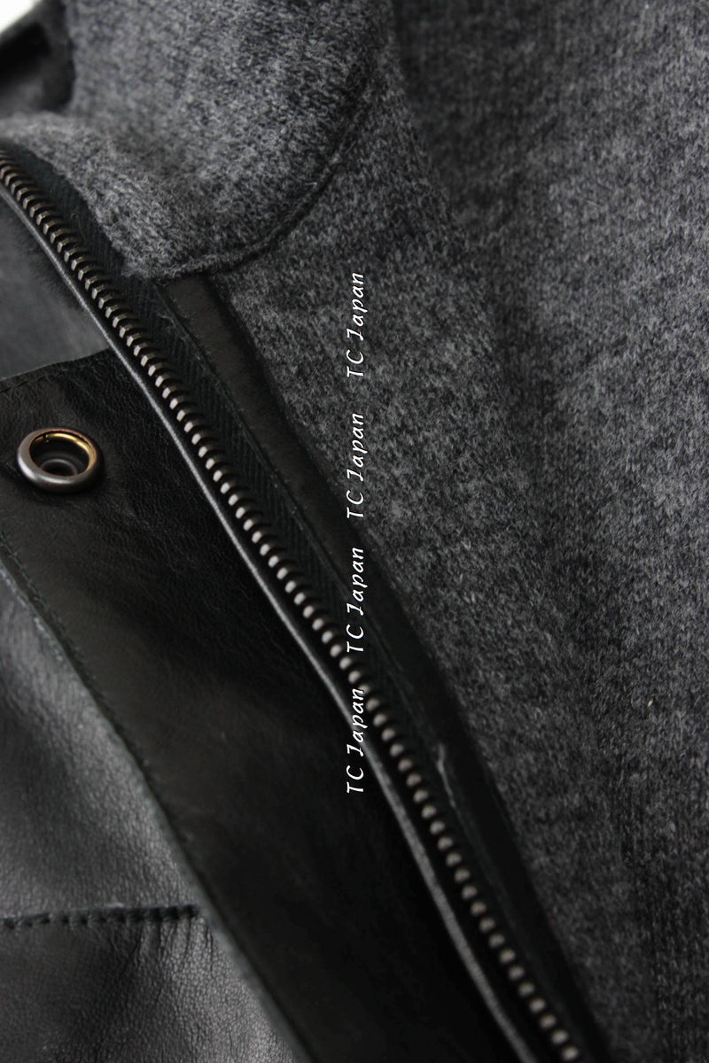 CHANEL 10A Black Leather Coat 40 シャネル ラムスキン・レザー・コート・ジャケット 即発