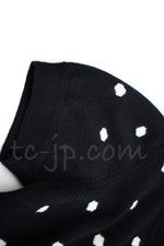 CHANEL 08A Black Dot Knit Sweater Cardigan 36 38 シャネル カシミア・ドット・セーター・カーディガン 即発