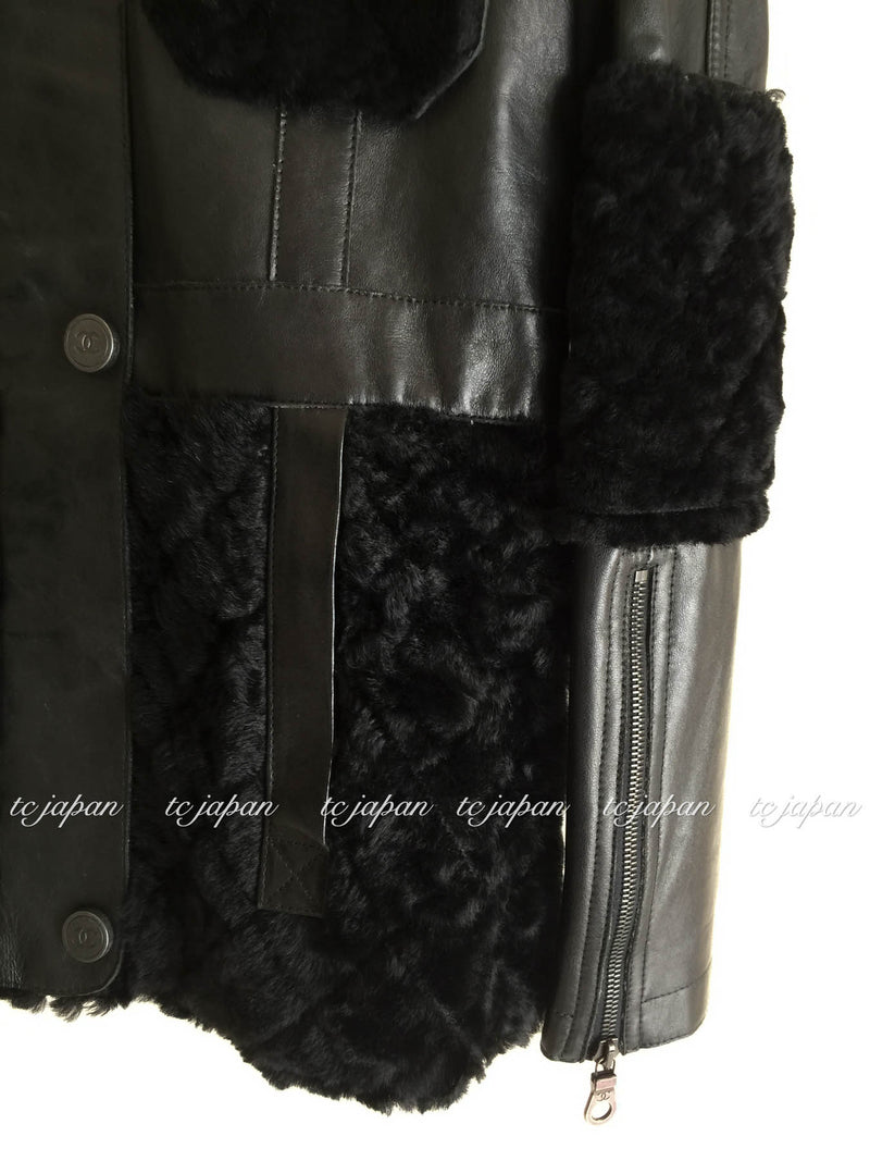 CHANEL 10A Black Leather Coat 40 シャネル ラムスキン・レザー・コート・ジャケット 即発