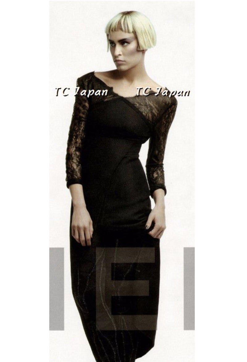 CHANEL 12A $12K Black Lace Long Dress 42 シャネル ブラック・レース・ワンピース・ドレス 即発