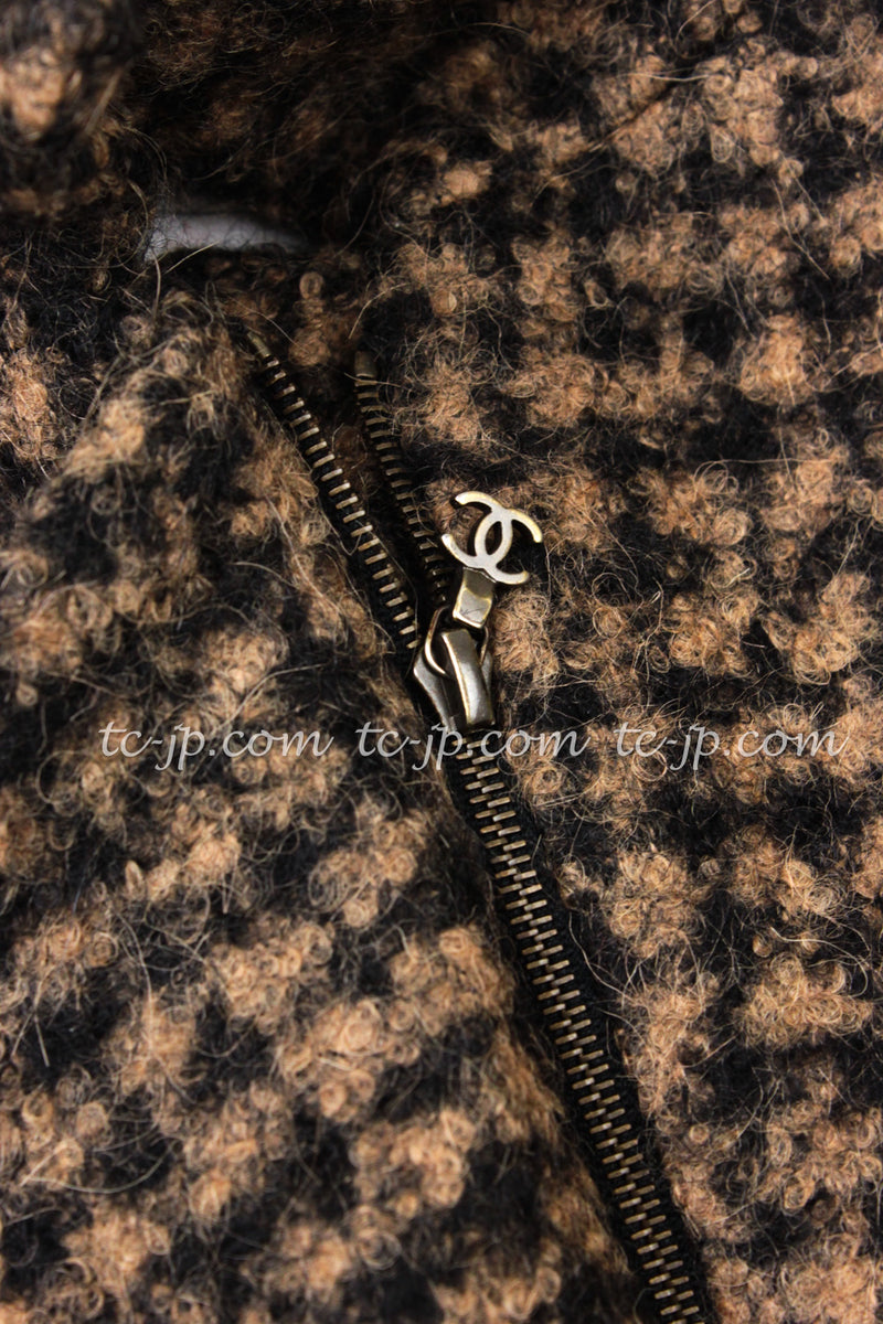 CHANEL 10A Brown Mohair Alpaca fur Jacket Dress 34 36 38 42 シャネル アルパカ・ファー・ジャケット ワンピース 即発 - TC JAPAN