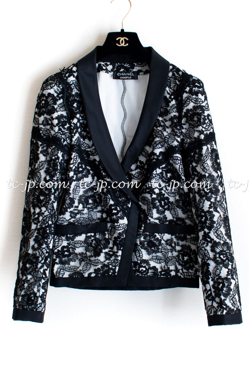 CHANEL 14C Black Lace Jacket 34 36 シャネル ブラック・レース・ジャケット 即発