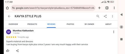 Kavya Style Plus Google Review