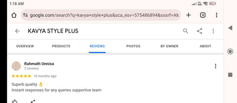 Kavya Style Plus Google Review