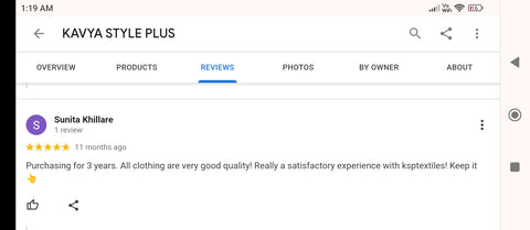 Kavya Style Plus Google Review