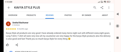 Kavya Style Plus Google Review