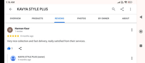 Kavya Style Plus Google Review