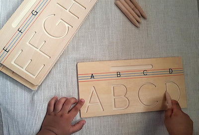 Montessori Wooden Alphabet Number Tracing Board Toddler Writing Tools for  Beginners Double Sided Wooden Letter Board Wood Handwriting Alphabet