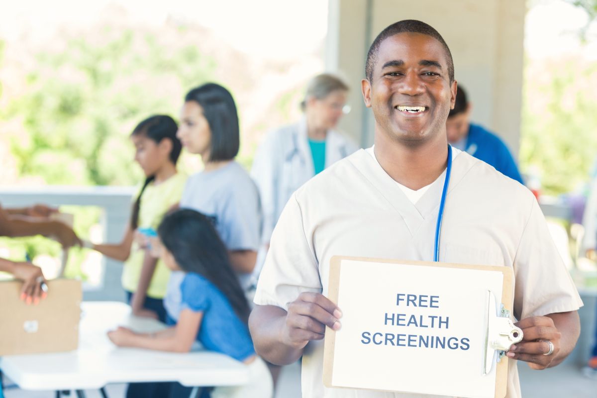 Free health screening for asthma being conducted within the community.