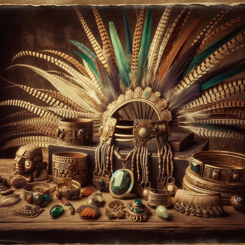 Mayan feathers in their jewelry