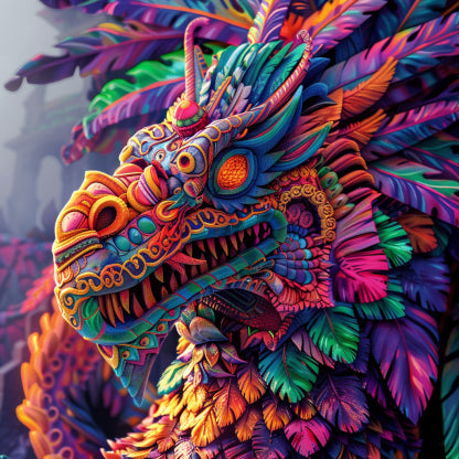 Vibrant image of quetzalcoatl, also known as kukulkan