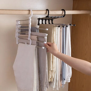 Multilayer Trouser Rack Retractable Stainless Steel Folding Pant Rack Closet Organizer - kiffab