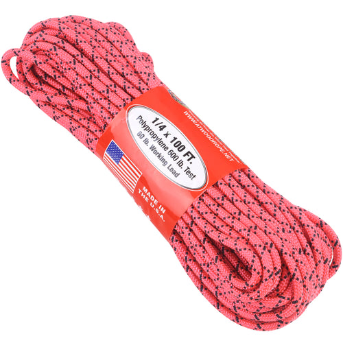 1/4 x 100ft - Hot Pink w/ Black Tracer – Atwood Rope MFG