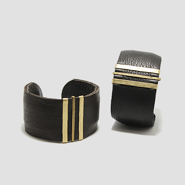 CLP Triple Bronze Bar Leather Cuff