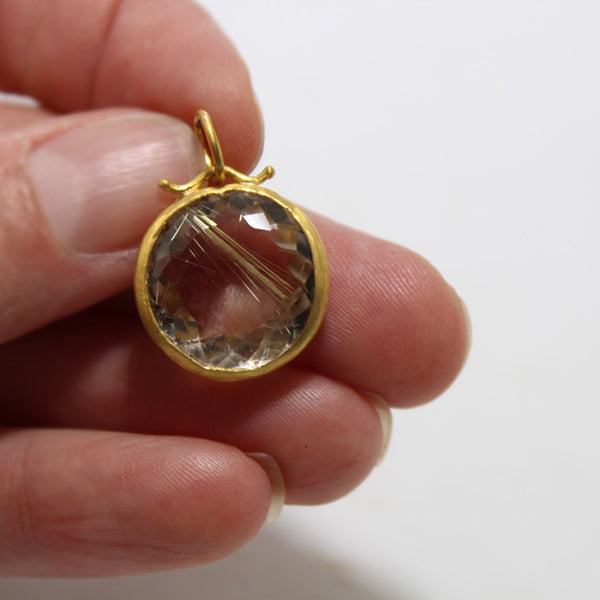 24k Gold Rutilated Quartz Pendant