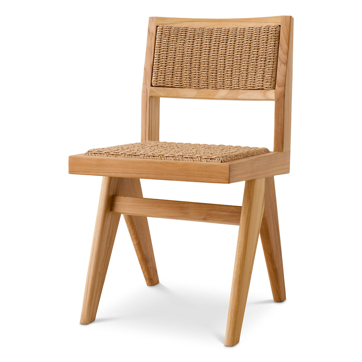Image of Eichholtz Outdoor Dining Chair Niclas Natural Teak Natural Weave