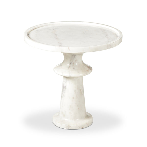 Four Hands Skylar End Table - Polished White Marble