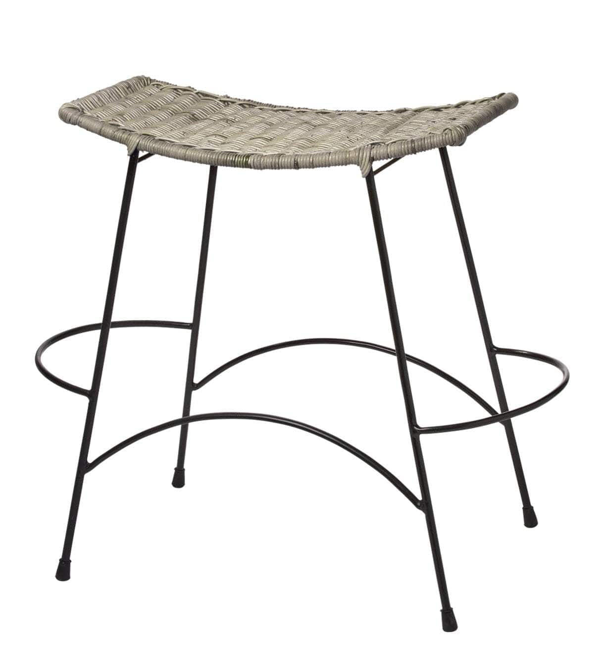 Jamie Young Wing Counter Stool in Natural Rattan and Black Steel