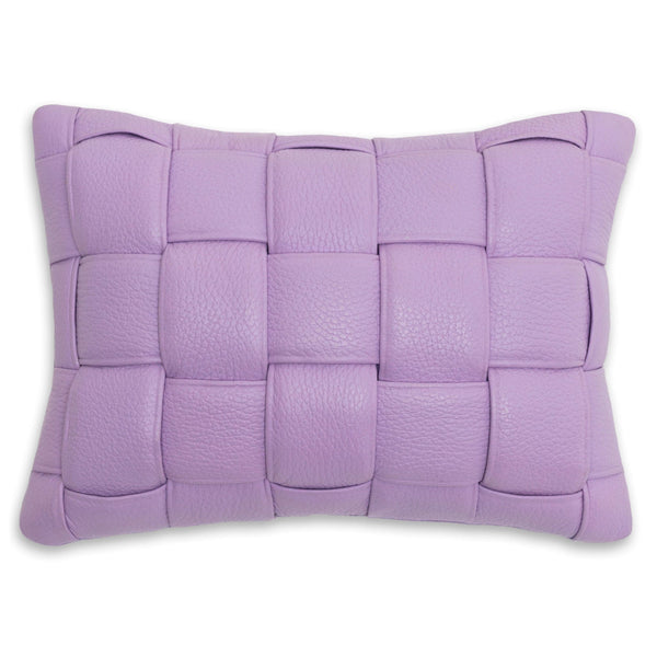 Mini Woven Leather Accent Pillow - Lilac
