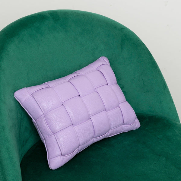 Mini Woven Leather Accent Pillow - Lilac