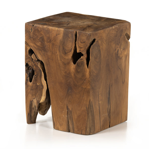 Four Hands Mason Square Stool-Rustic Teak