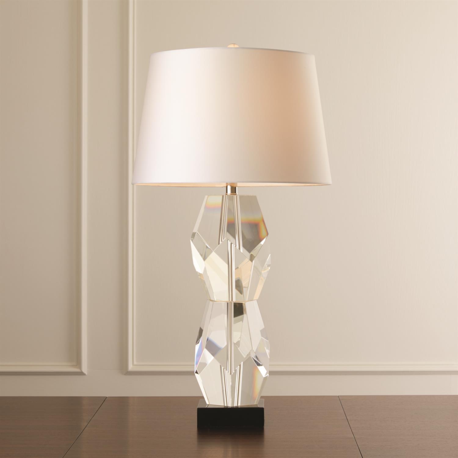 Global Views Facet Block Lamp Double - Clear