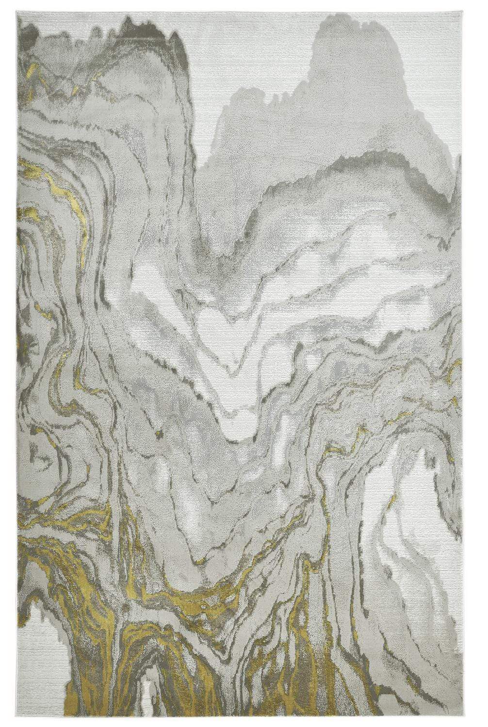 Feizy Waldor Absrtract Marble Print Rug - Available in 7 Sizes - Goldenrod & Ivory
