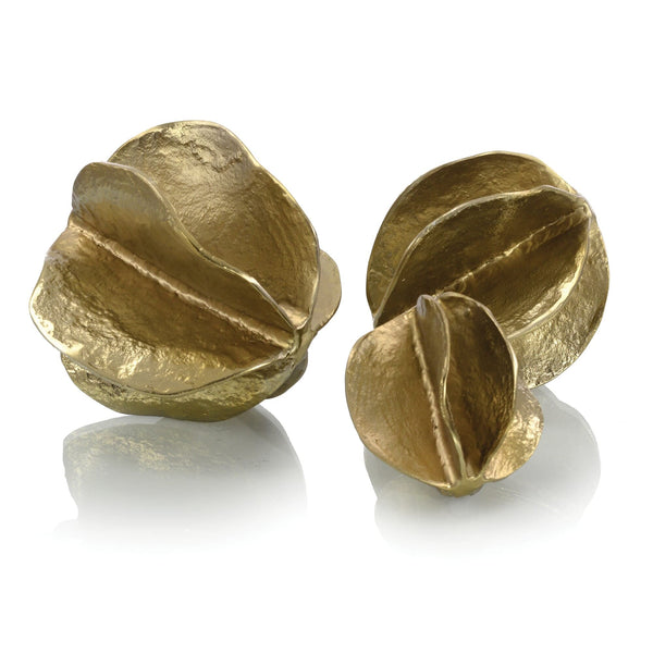 Brass Spheres of Flowing Waves - Set Of 3 - Brass