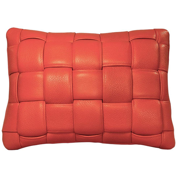 Mini Woven Leather Pillow - Mandarin