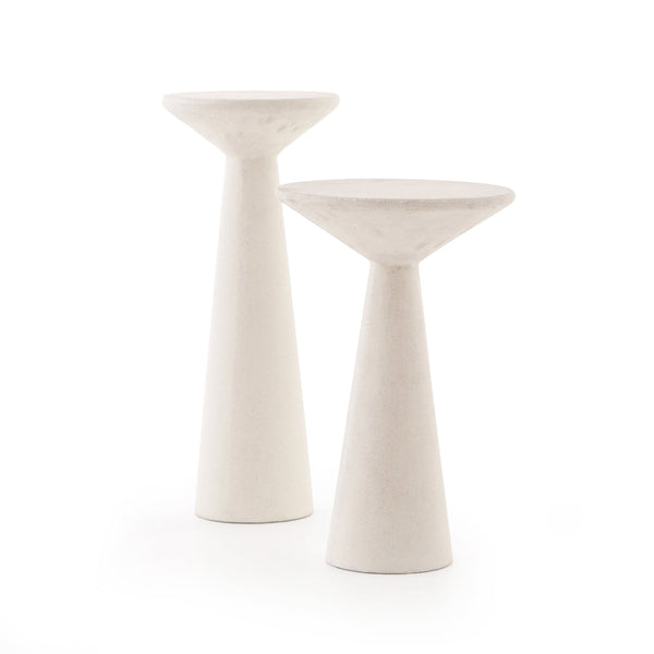 Four Hands Rosalinda Concrete Accent Tables-  Set Of 2 - Parchment White