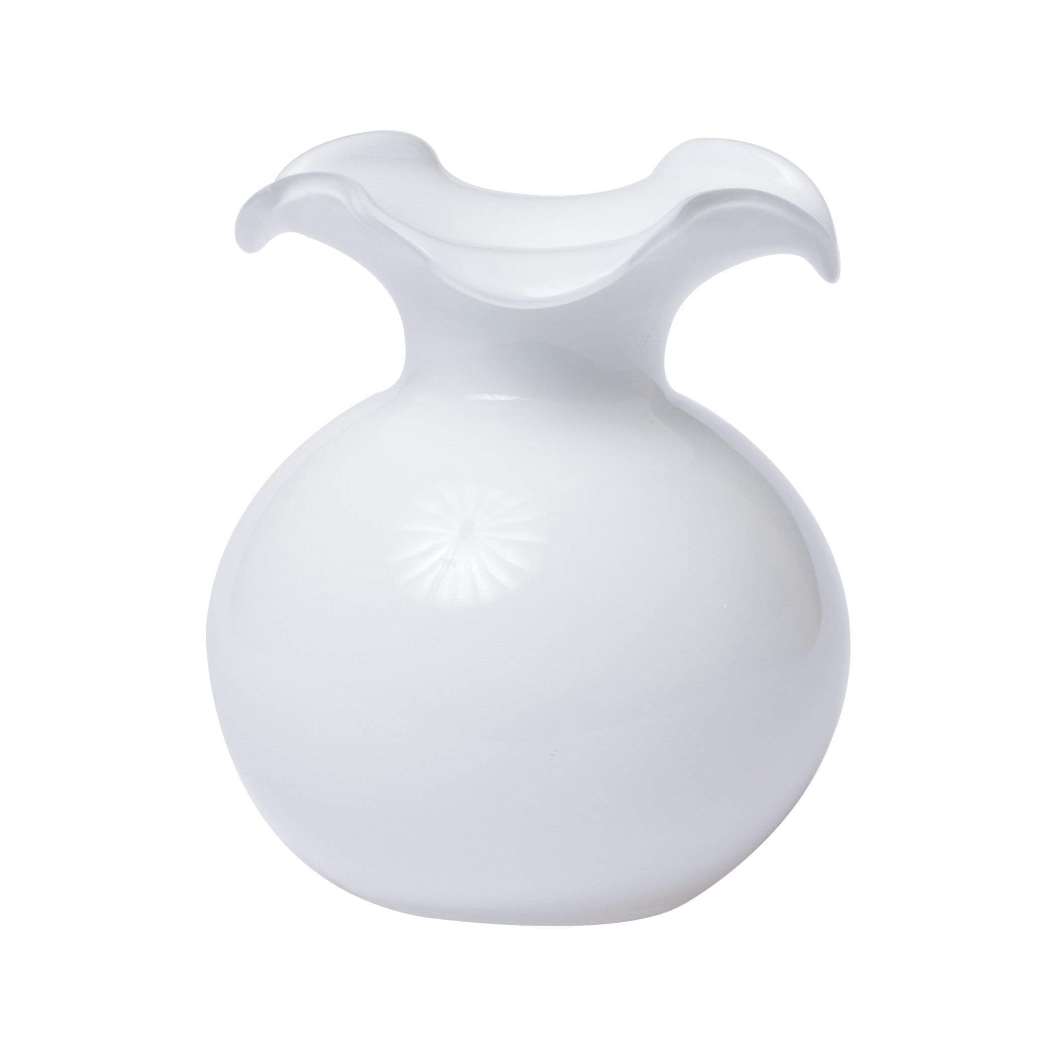 Vietri Hibiscus Glass White Fluted Vase - 3 Available Sizes