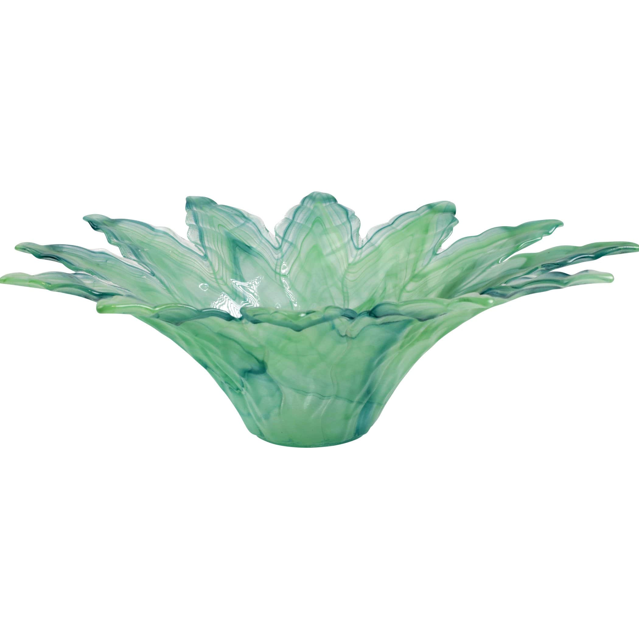 Vietri Onda Glass Leaf Large Centerpiece - Green