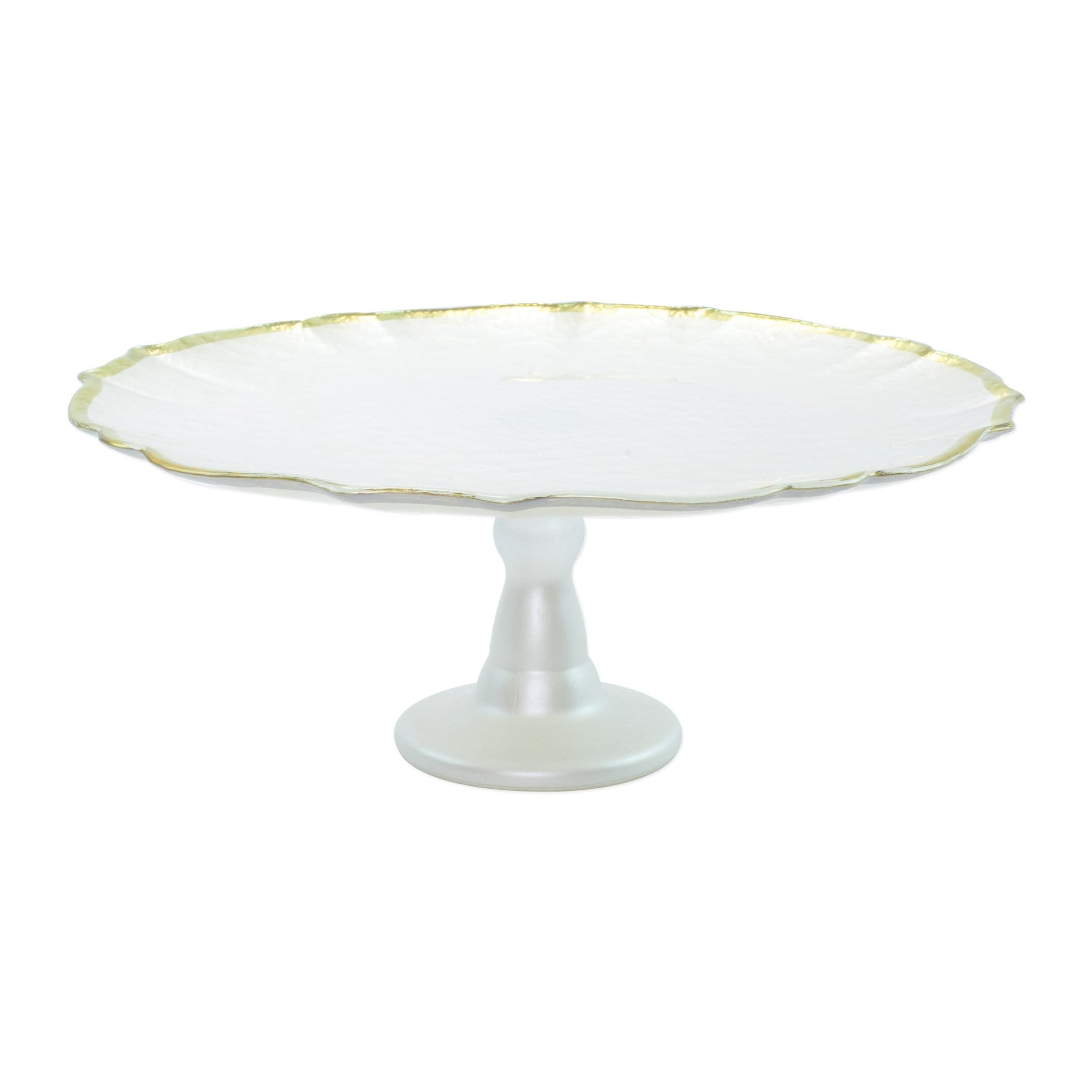 Vietri Viva Baroque Glass Cake Stand - White