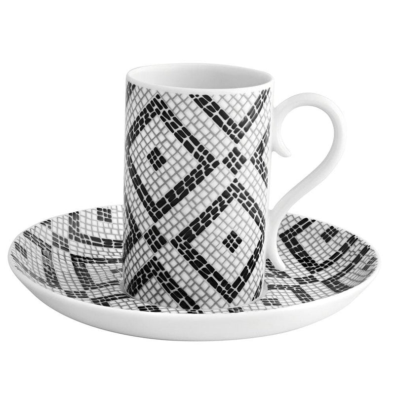 Vista Alegre Calcada Portuguesa Set Of 4 Coffee Cups And Saucers In White And Black Alchemy Fine Home 