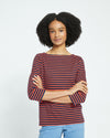 Belle Breton-Stripe Compact Jersey Tee - Navy/Red Stripe thumbnail 1