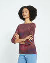 Belle Breton-Stripe Compact Jersey Tee - Navy/Red Stripe thumbnail 2