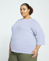 Belle Breton-Stripe Compact Jersey Tee - White/Navy Stripe thumbnail 2