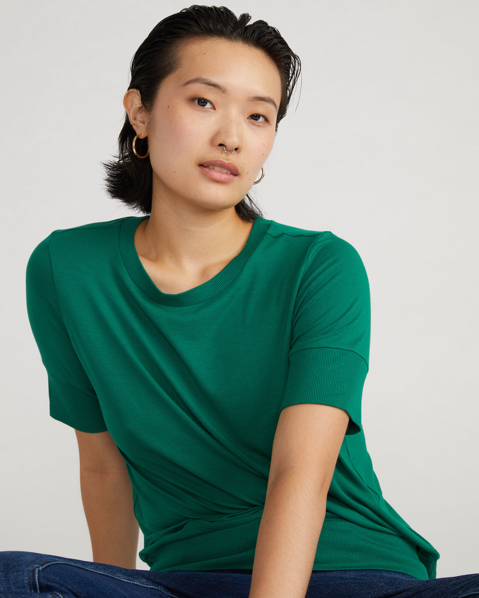 Aimee Liquid Jersey Rib Hem Tee - Lily Pad Zoom image 0