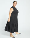 Paloma Tiered Cupro Dress - Black thumbnail 2