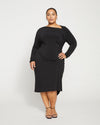 Velvety-Cool Jersey Cinched Dress - Black thumbnail 0