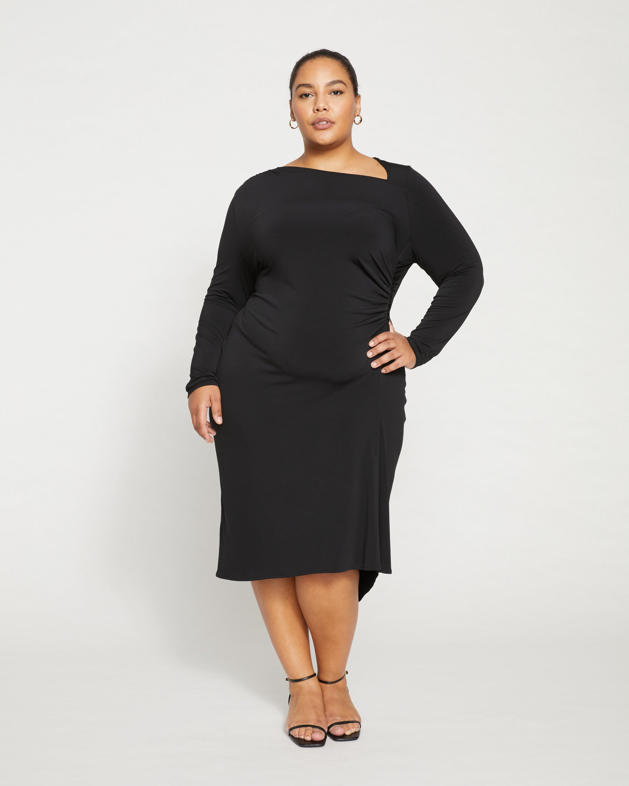 Velvety-Cool Jersey Cinched Dress - Black | Universal Standard
