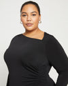 Velvety-Cool Jersey Cinched Dress - Black thumbnail 1