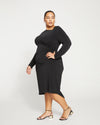 Velvety-Cool Jersey Cinched Dress - Black thumbnail 2