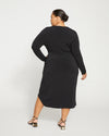 Velvety-Cool Jersey Cinched Dress - Black thumbnail 3