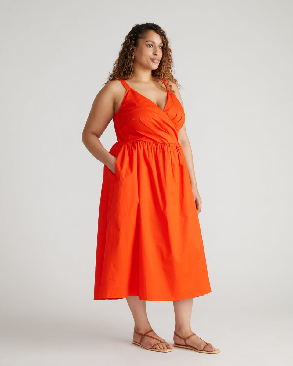 Bellport Sateen Crossover Dress - Sun Fire Zoom image 2