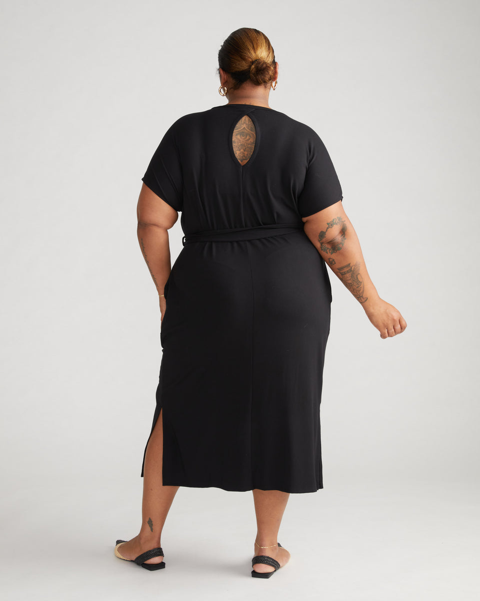 Belted Divine Jersey Dress - Black Zoom image 2