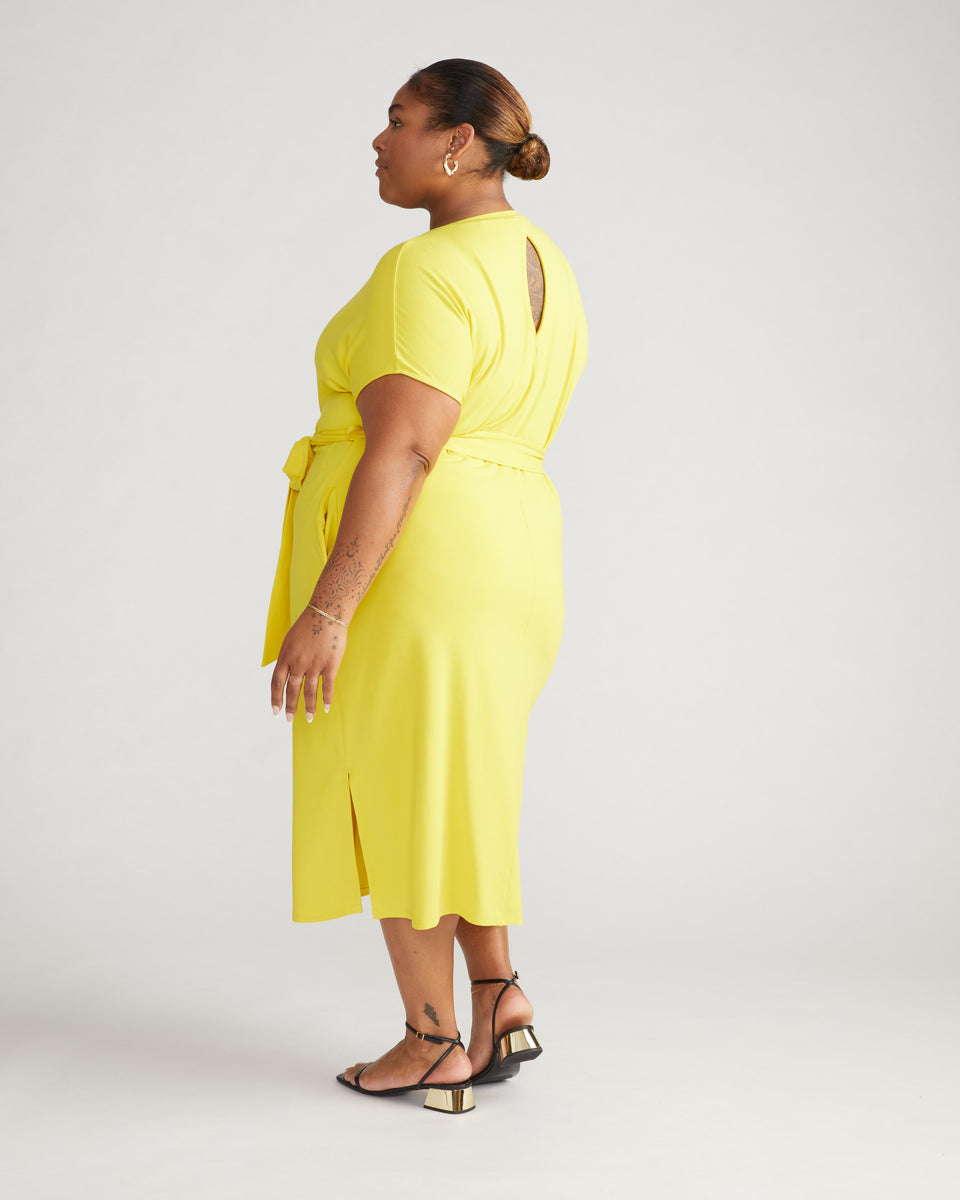 Belted Divine Jersey Dress - Yellow Zoom image 0